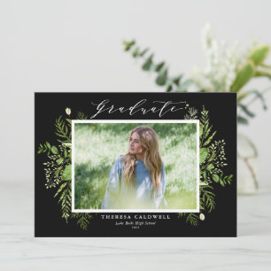 Invitation Aquarelle Feuillage Sauvage Photo Noir Remise des 