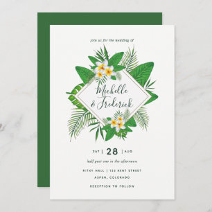 Invitation Aquarelle feuillage tropical Plage Mariage invitat