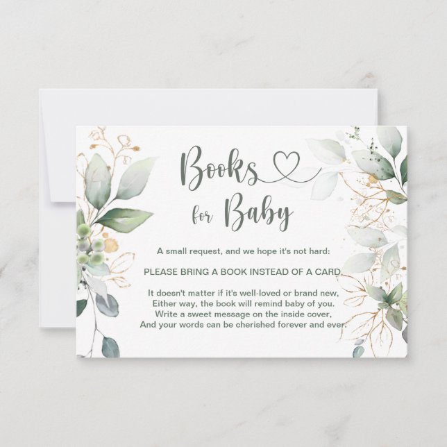 Invitation Aquarelle feuillage vert & or Livre pour bébé Invi (Devant)
