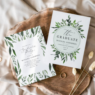 Invitation aquarelle feuille graduation faire-part/invitation