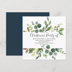 Invitation Aquarelle Feuille verte Bureau Noël fête