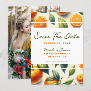 Invitation Aquarelle Feuilles d'Orange Citron Enregistrer la 