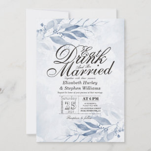 Invitation Aquarelle Feuilles manger Boire et être marié Mari