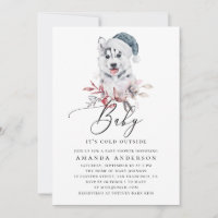 Aquarelle feuilletée. Chien d'hiver. Baby shower g