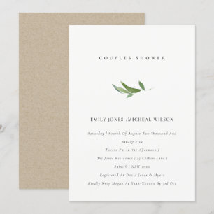 Invitation Aquarelle feuillue minimale Couples Douche