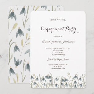 Invitation Aquarelle Fiançailles perce-neige Fleur Sauvage