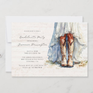 Invitation Aquarelle fille mariée Boots Bachelorette Party