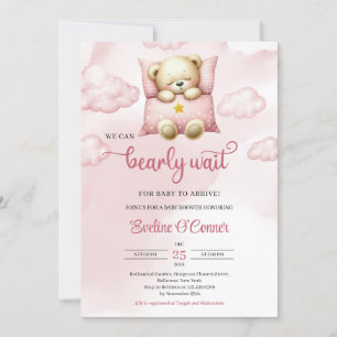 Invitation Aquarelle fille on peut attendre bébé