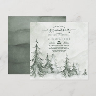Invitation Aquarelle Fir Trees Mariage d'hiver