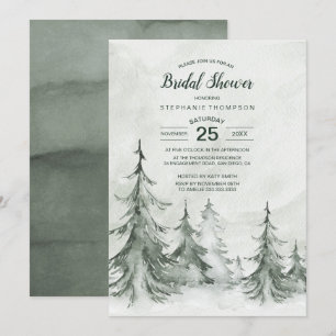 Invitation Aquarelle Fir Trees Mariage d'hiver