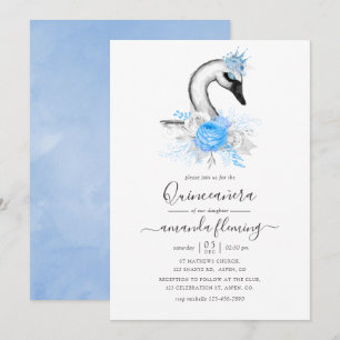 Invitation Aquarelle Fleur de Cygne Quinceañera