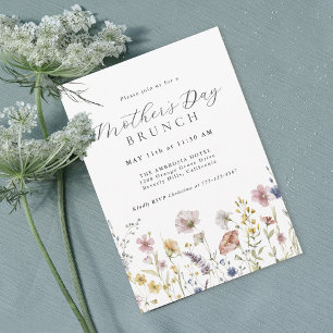 Invitation Aquarelle Fleur sauvage Fête des Mères Brunch