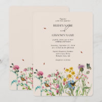 Aquarelle Fleur sauvage Jardin & Insectes Mariage 