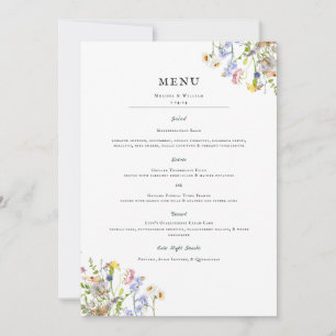 Invitation Aquarelle Fleur Sauvage   Menu Floral de Mariage 