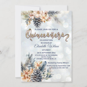 Invitation Aquarelle fleurie bokee moderne hiver
