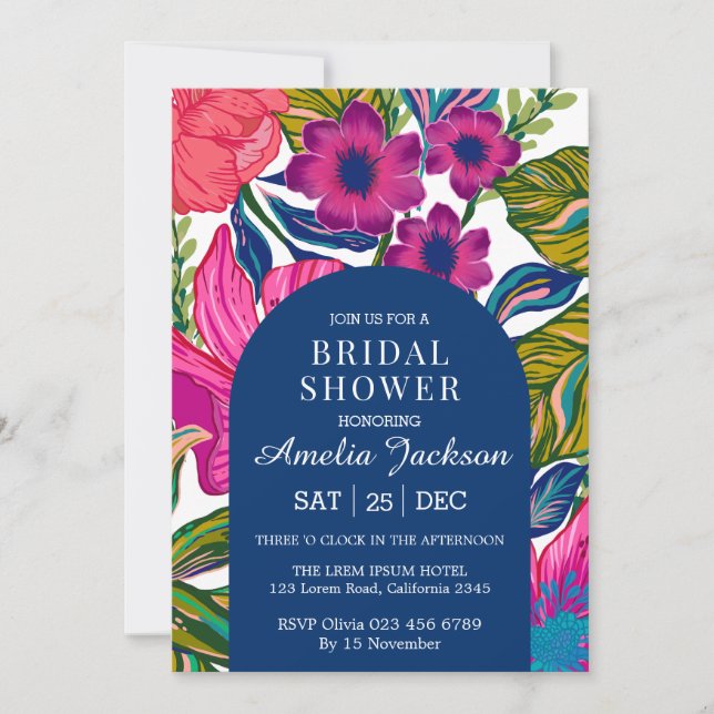 Invitation Aquarelle fleurie et botanique rose nuptiale (Devant)