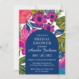 Invitation Aquarelle fleurie et botanique rose nuptiale
