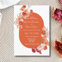 aquarelle fleurie orange rose brun chic mariage
