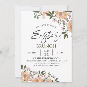 Invitation aquarelle fleurie Printemps Dîner de Pâques