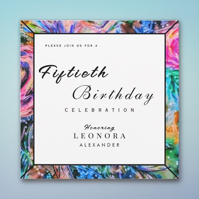 Invitation Aquarelle Fleurs Artistiques N'IMPORTE QUELLE fête (Créateur téléchargé)