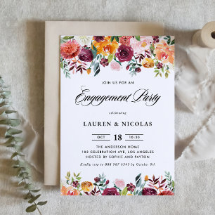 Invitation Aquarelle Fleurs d'automne Garland