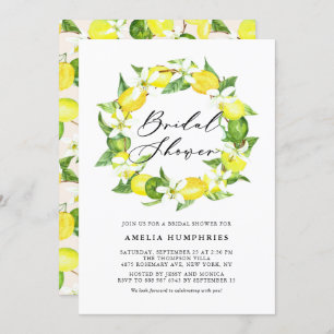 Invitation Aquarelle Fleurs de citron Fête des mariées de cou