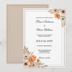 Invitation Aquarelle Fleurs de Pêcher Floral Mariage