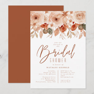 Invitation Aquarelle Fleurs en terre cuite Fête des mariées a