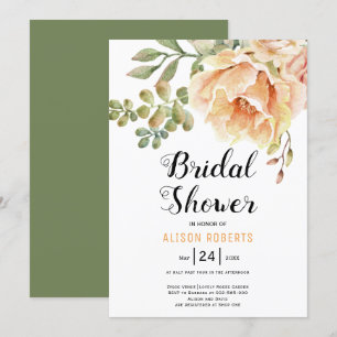 Invitation Aquarelle fleurs florales mariage douche nuptiale