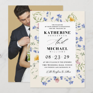 Invitation Aquarelle Fleurs Sauvages Prairie & Ajouter une ph