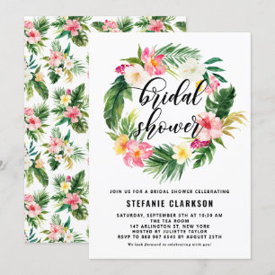 Invitation Aquarelle Fleurs tropicales Fête des mariées de co