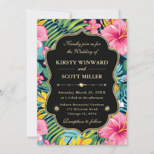 Invitation Aquarelle Fleurs Tropicales Lumineuses Mariage Pré