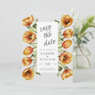 Invitation Aquarelle fleurs tulipes enregistrer la date