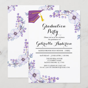 Invitation Aquarelle Fleurs Violettes de Printemps pour la Re