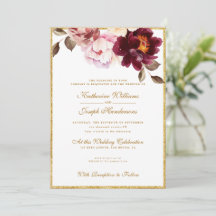 Aquarelle Floral Bourgogne Bouquet Romance Mariage