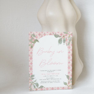 Invitation Aquarelle Floral Carrelage rose bébé en fleurs Dou