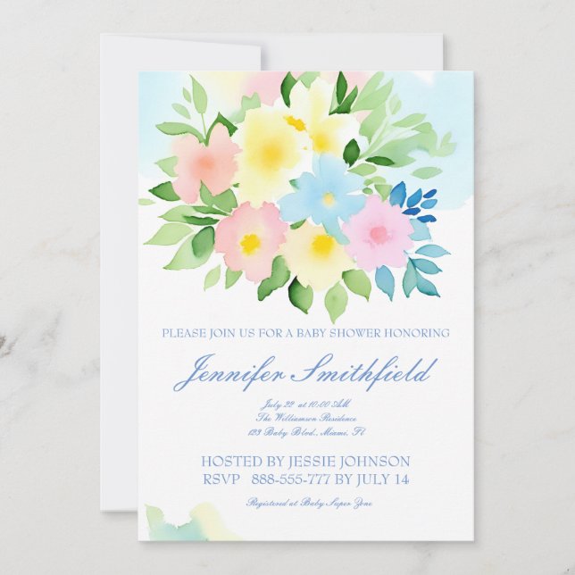Invitation Aquarelle FLORAL DESIGN (Devant)