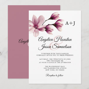 Invitation Aquarelle Floral Dusty Mauve Rose Taupe Mariage