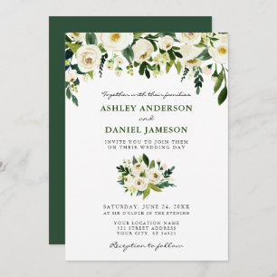 Invitation Aquarelle Floral élégant mariage vert