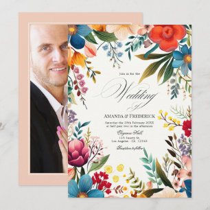 Invitation Aquarelle Floral Fiesta Mariage Modèle photo