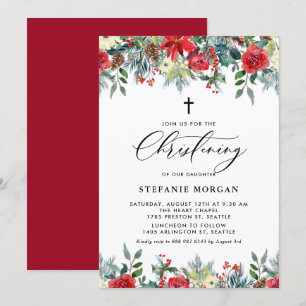 Invitation Aquarelle Floral Garland Hiver Christing