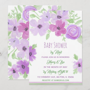 Invitation Aquarelle Floral Girl's Baby shower par Mail