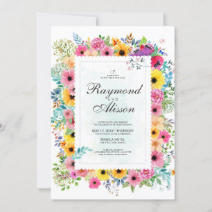 Invitation Aquarelle Floral Mariage élégant