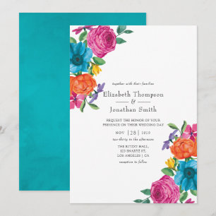 Invitation Aquarelle Floral Mariage Fiesta