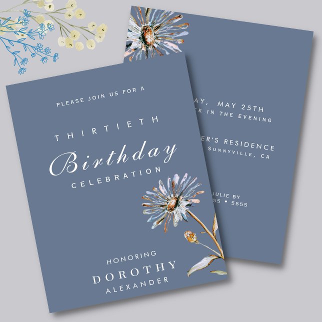 Invitation Aquarelle Floral Moderne Élégant Adulte Anniversai (Créateur téléchargé)