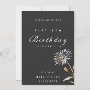 Invitation Aquarelle Floral Moderne Élégant Anniversaire Adul