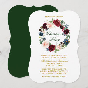 Invitation Aquarelle Floral Noël Party Bracket G