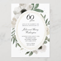 Aquarelle Floral Pailleté Or 60e Anniversaire