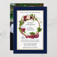 Aquarelle Floral Raisins Wreath Photo Mariage bleu