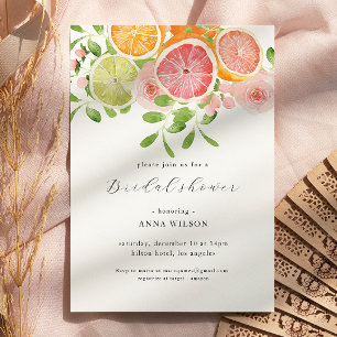 Invitation Aquarelle Floral rose Fête des mariées verte